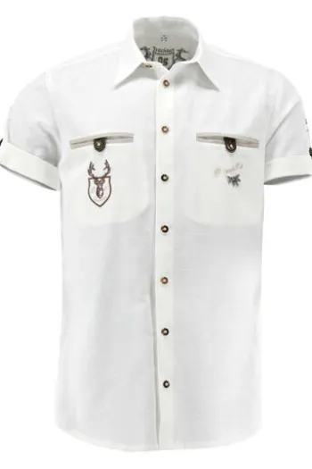 OS TRACHTEN Hemd weiss Regular Fit Kurzarm