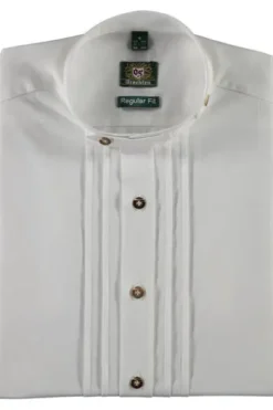 OS TRACHTEN Hemd weiss Regular Fit Langarm mit Bliesen
