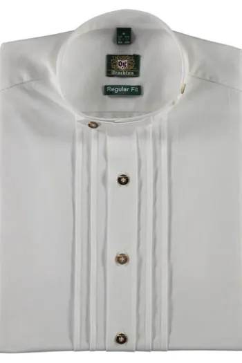 OS TRACHTEN Hemd weiss Regular Fit Langarm mit Bliesen