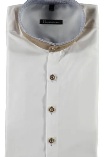 OS TRACHTEN Hemd weiss Slim Fit Langarm Stehkragen