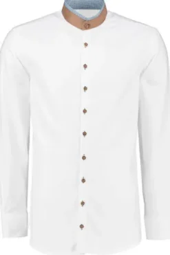 OS TRACHTEN Hemd weiss Slim Fit Langarm Stehkragen
