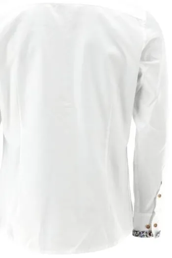 OS TRACHTEN Hemd weiss/t-grün Slim Fit Langarm