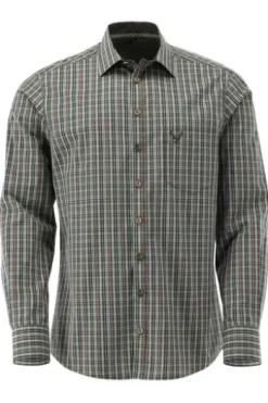 OS TRACHTEN Jagd Hemd oliv kariert Slim Fit