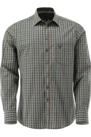OS TRACHTEN Jagd Hemd oliv kariert Slim Fit