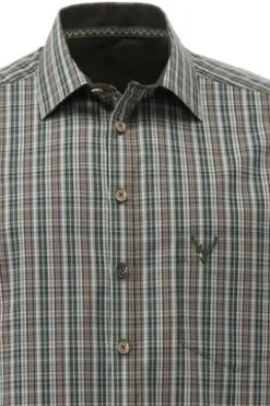OS TRACHTEN Jagd Hemd oliv kariert Slim Fit