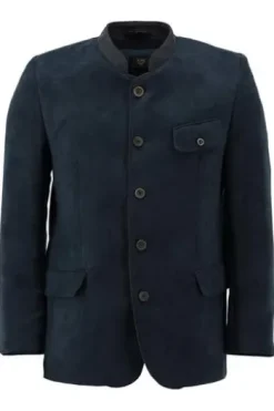 OS TRACHTEN Micro Janker marine einfarbig Slim Fit