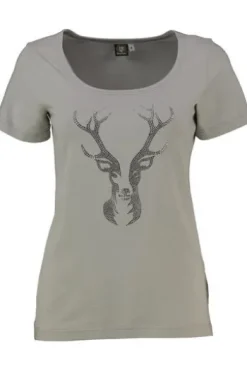 OS TRACHTEN Shirt grau mit Hirsch-Applikation