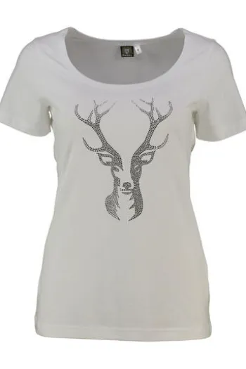 OS TRACHTEN Shirt weiß mit Hirsch-Applikation
