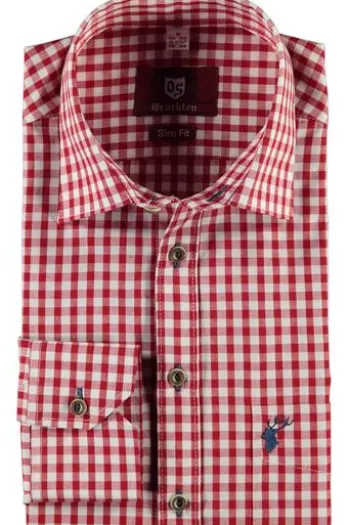 OS TRACHTEN Trachtenhemd rot kariert Slim Fit Neu