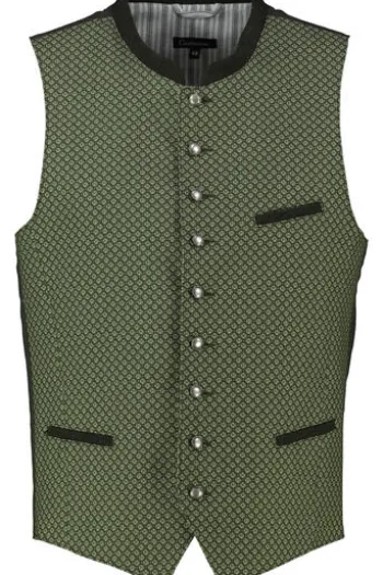 OS TRACHTEN Weste grün gemustert Slim Fit