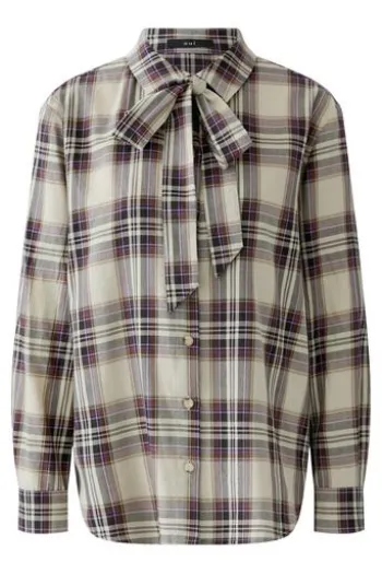 OUI Bluse Stone-taupe kariert
