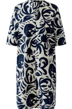 OUI Kleid white blue gemustert