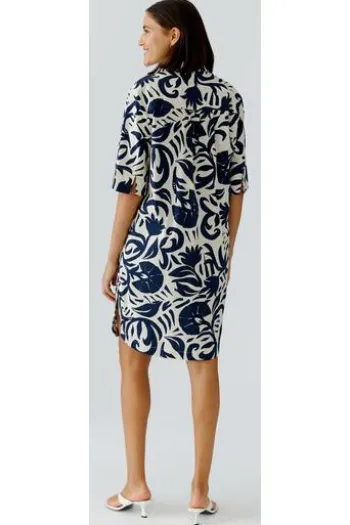 OUI Kleid white blue gemustert