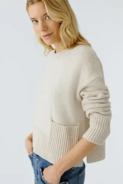 OUI Pullover light beige melange