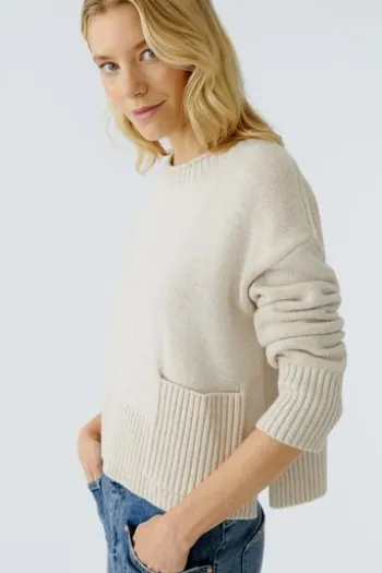 OUI Pullover light beige melange