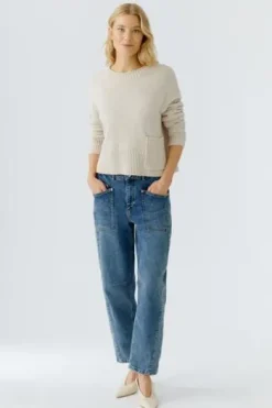 OUI Pullover light beige melange