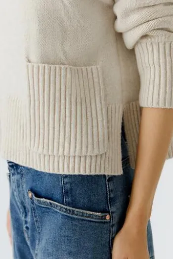 OUI Pullover light beige melange