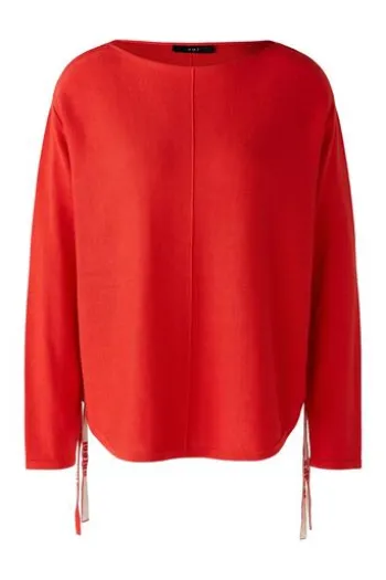 Oui Pullover mit Seide aura orange