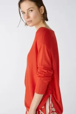 Oui Pullover mit Seide aura orange