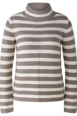 Oui Pullover reine Baumwolle brown offwhite