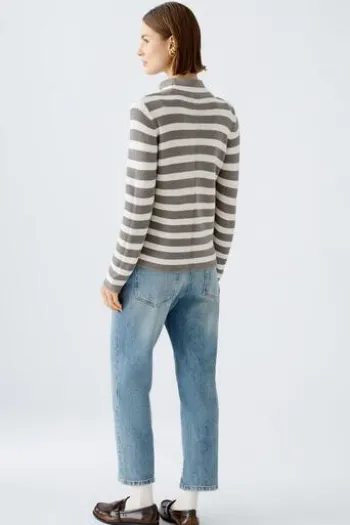 Oui Pullover reine Baumwolle brown offwhite