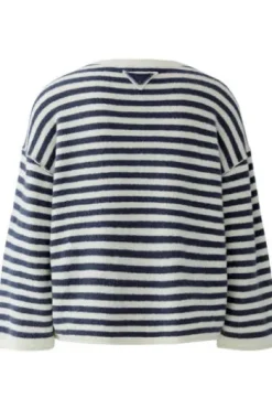 OUI Pullover white blue gestreift 3/4-Arm