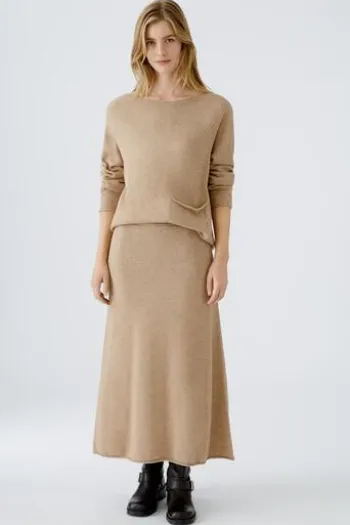 Oui Pullover Wollmischung beigemel