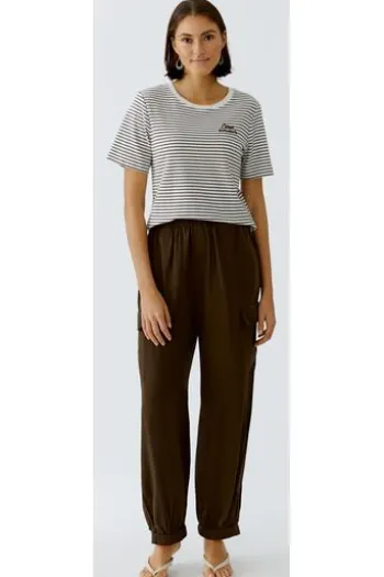 OUI Shirt brown gestreift