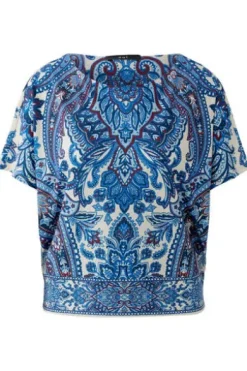 OUI Shirt offwhite blue gemustert