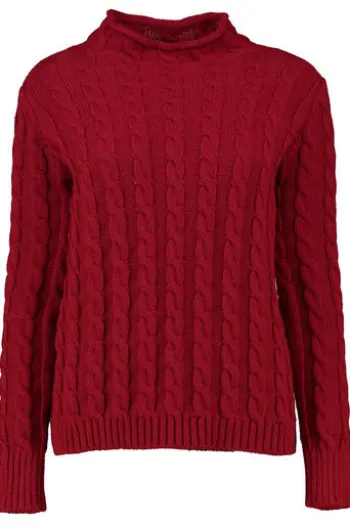 PAOLA BURANI Pullover rot in edlem Zopfstrickmuster