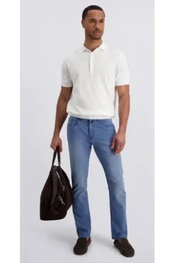PIERRE CARDIN Five-Pocket-Hose PC Lyon light blue used Tapered Fit