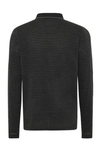 PIERRE CARDIN Langarm Polo-Shirt schwarz gestreift