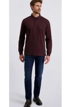 PIERRE CARDIN Langarm Polo-Shirt winetasting Modern Fit