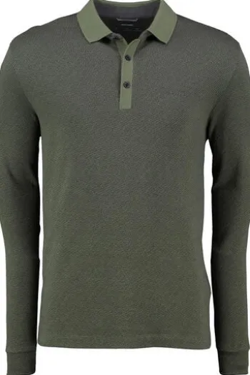PIERRE CARDIN Polo-Shirt blau gemustert Langarm