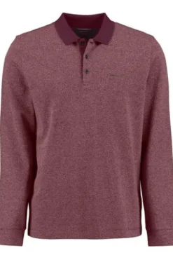 PIERRE CARDIN Polo-Shirt bordeaux gepunktet Langarm