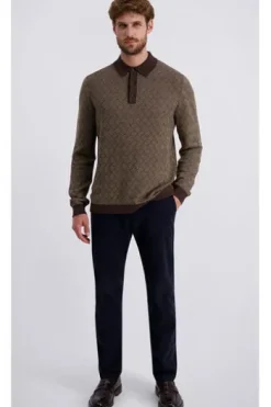 PIERRE CARDIN Strick-Polo-Pullover lark gemustert