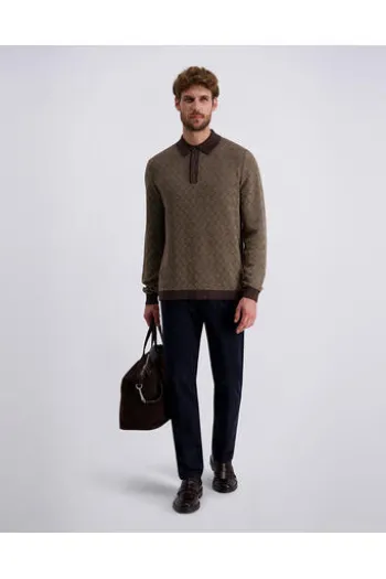 PIERRE CARDIN Strick-Polo-Pullover lark gemustert