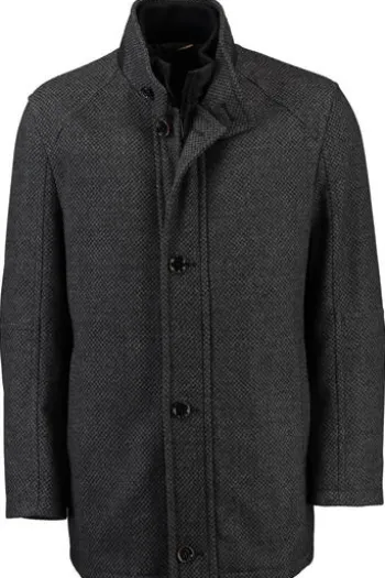 PIERRE CARDIN Wolljacke mit Strukturmuster anthrazit