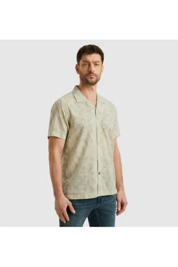 PME LEGEND Hemd Print move on Slub bone white Regular Fit