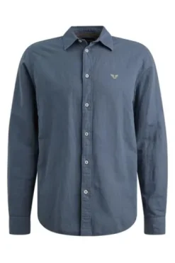 PME LEGEND Leinen Hemd bijou blue Langarm