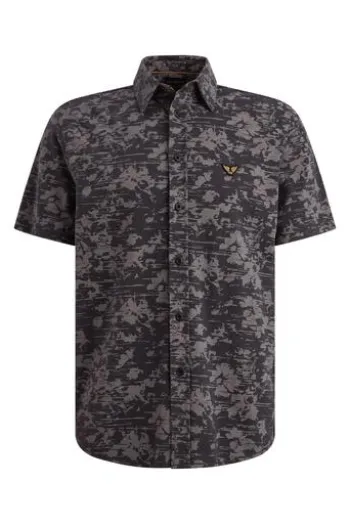 PME LEGEND Piquè Jersey Hemd graphite gemustert Kurzarm