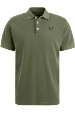 PME LEGEND Polo Shirt pique garment dye Deep lichen green