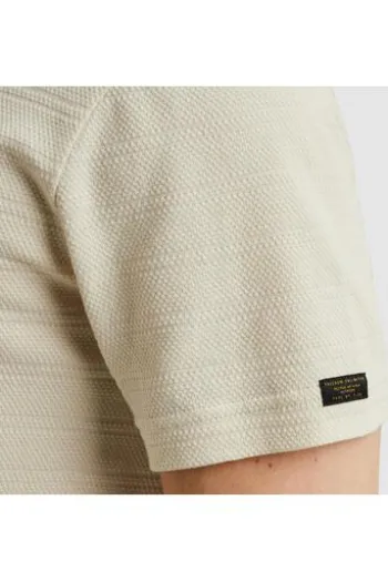 PME LEGEND T-Shirt Jacquard Stripes bone white Regular Fit