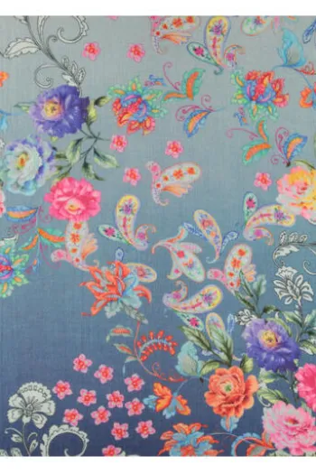 P-MODEKONTOR Woll-Schal blau im floralen Dessin