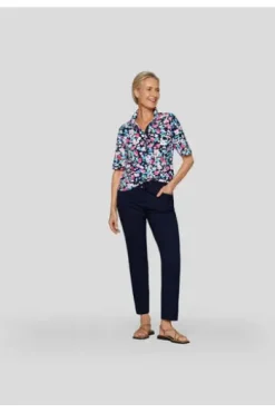 RABE Pique Polo-Shirt mandelblüte geblümt Kurzarm