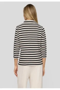 RABE Polo-Shirt alabaster gestreift 3/4-Arm