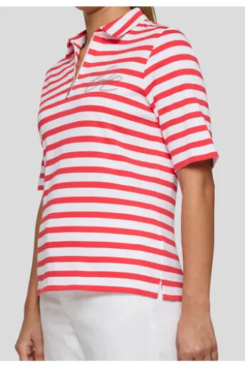 RABE Polo-Shirt koralle gestreift in Jersey-Qualität