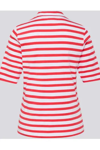 RABE Polo-Shirt koralle gestreift in Jersey-Qualität