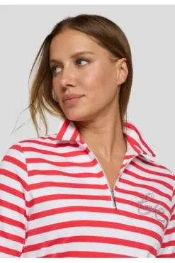 RABE Polo-Shirt koralle gestreift in Jersey-Qualität