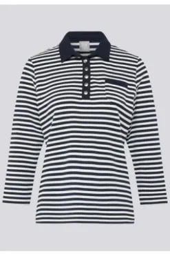 RABE Polo-Shirt pazifik gestreift 3/4-Arm